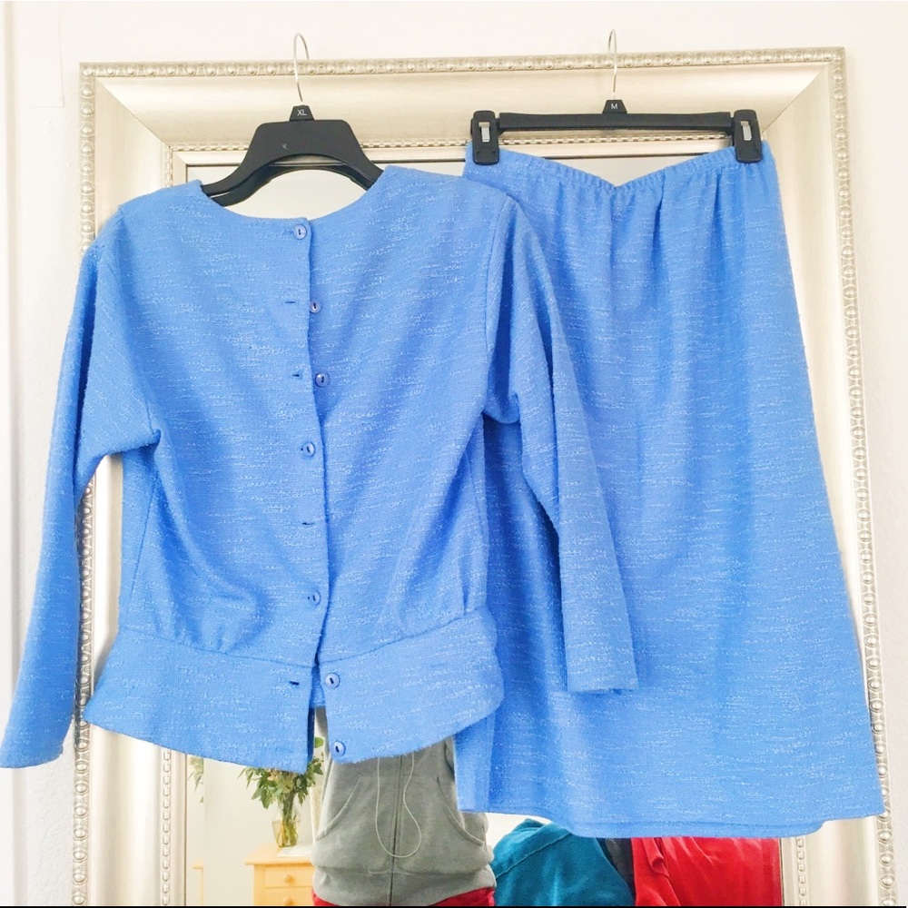 Vintage Blue Jacket & Skirt Set